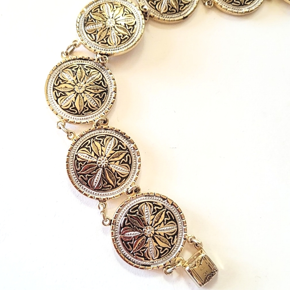 DAMASCENE COIN LINK ENAMEL BRACELET